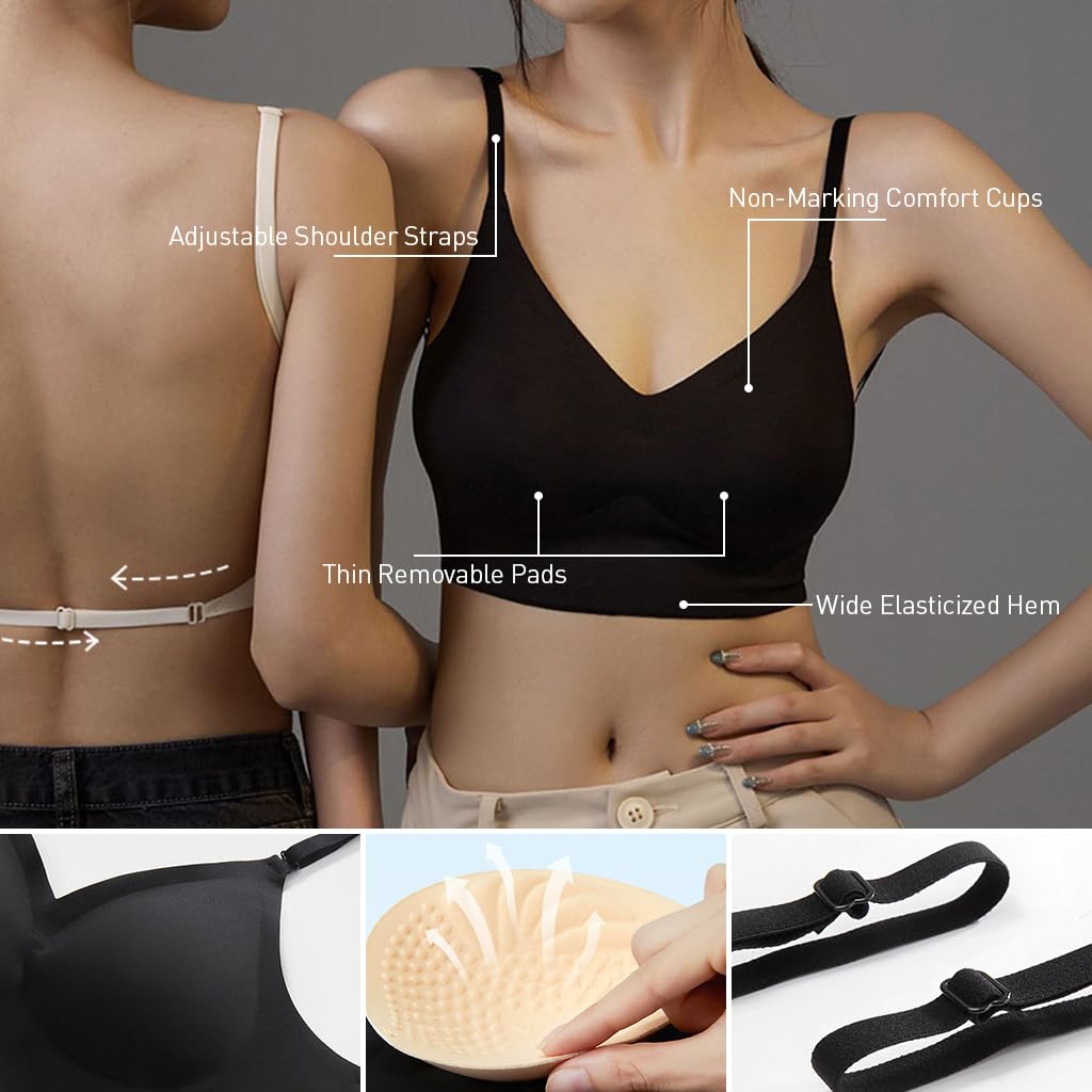PALAY® Women's Low Back Seamless Bras Backless Multiway Convertible Adjustable Strap Halter Lifting Bra Spaghetti Strap Wire-Free with Padded Removeable, M PALAY® Women's Low Back Seamless Bras Backless Multiway Convertible Adjustable Strap Halter Lifting Bra Spaghetti Strap Wire-Free with Padded Removeable, M